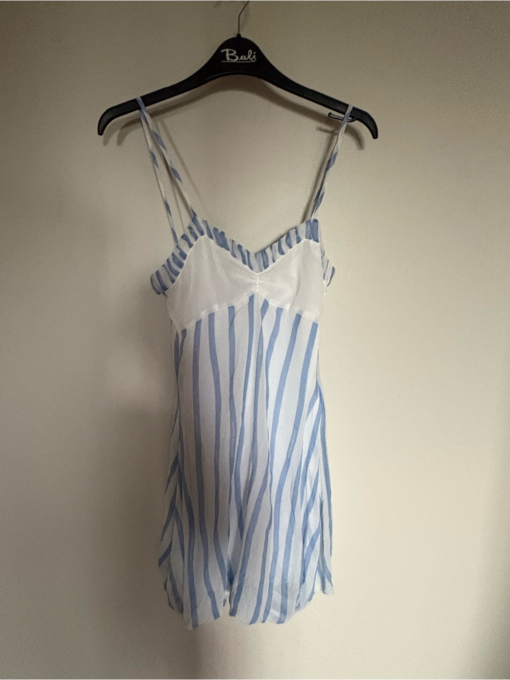 Jean Paul Gaultier White and Light Blue Striped Silk Slip Dress